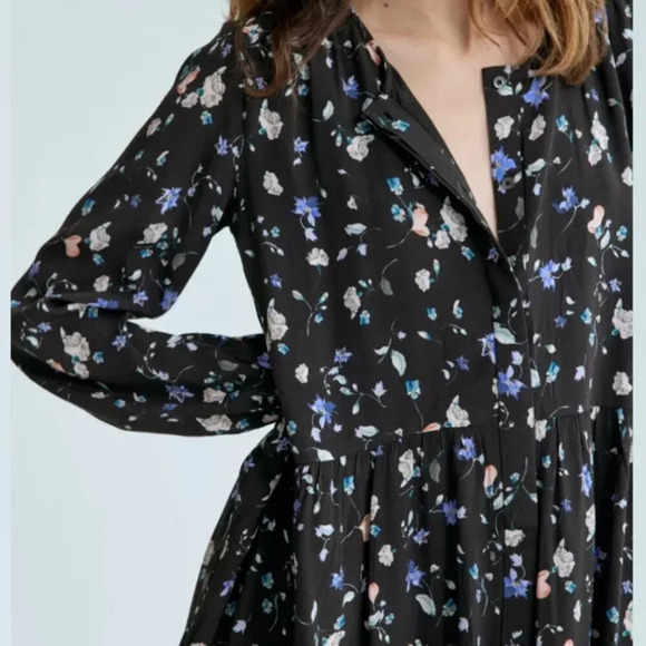 Aritzia Wilfred Barossa Dress Black Multi Floral Size Medium - Picture 3 of 10
